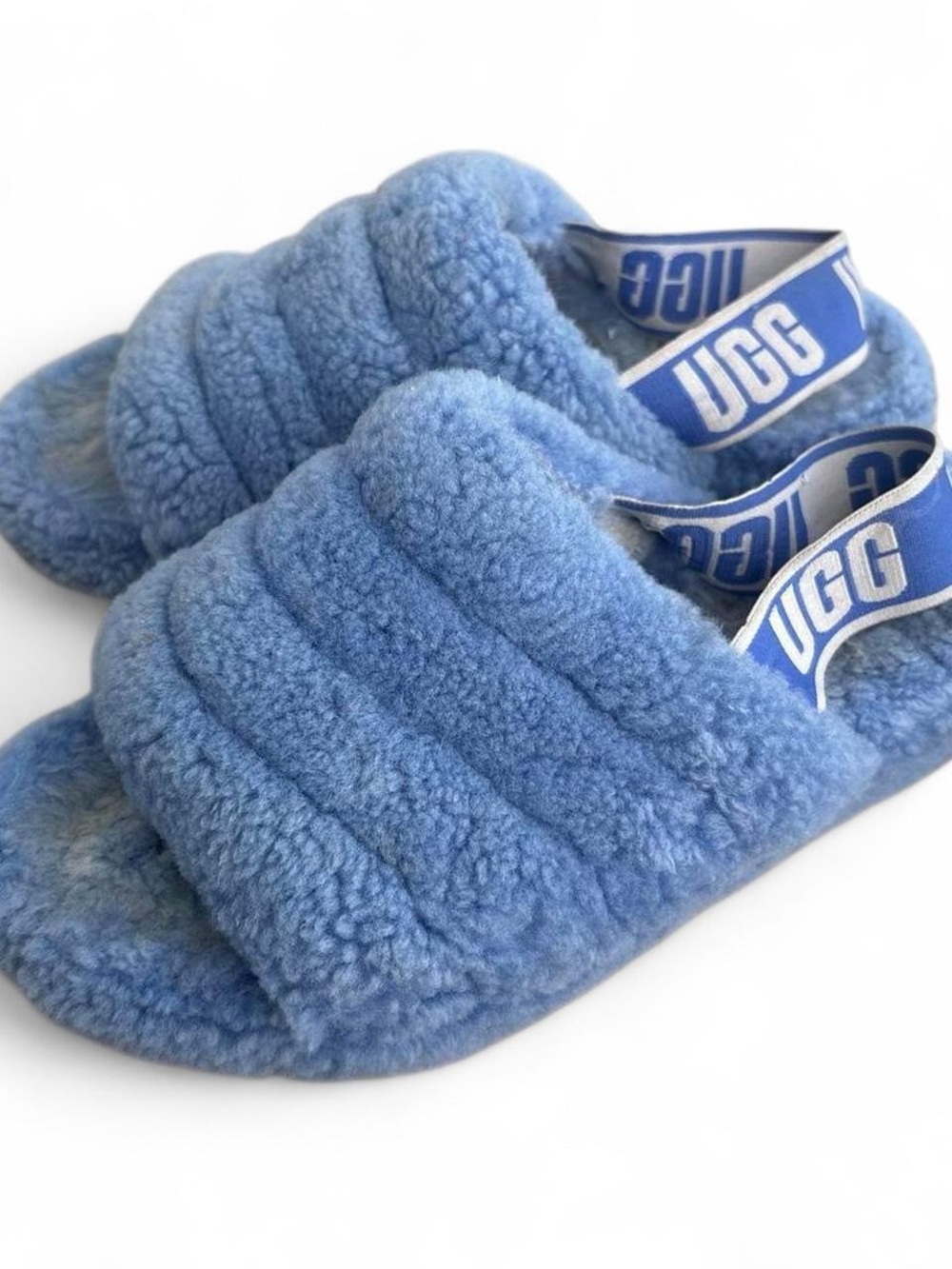 UGG Cozy Blue Plush Slide Sandals